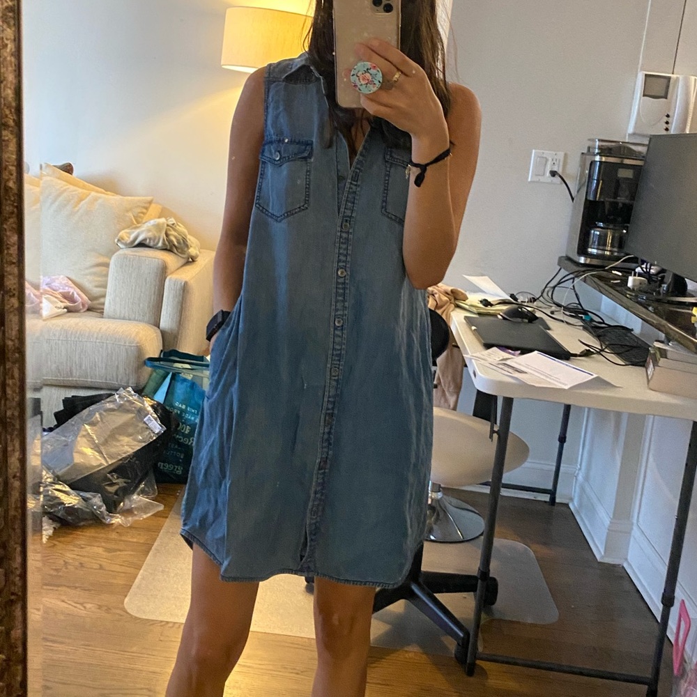 Club Monaco loose denim tank dress! Light weight